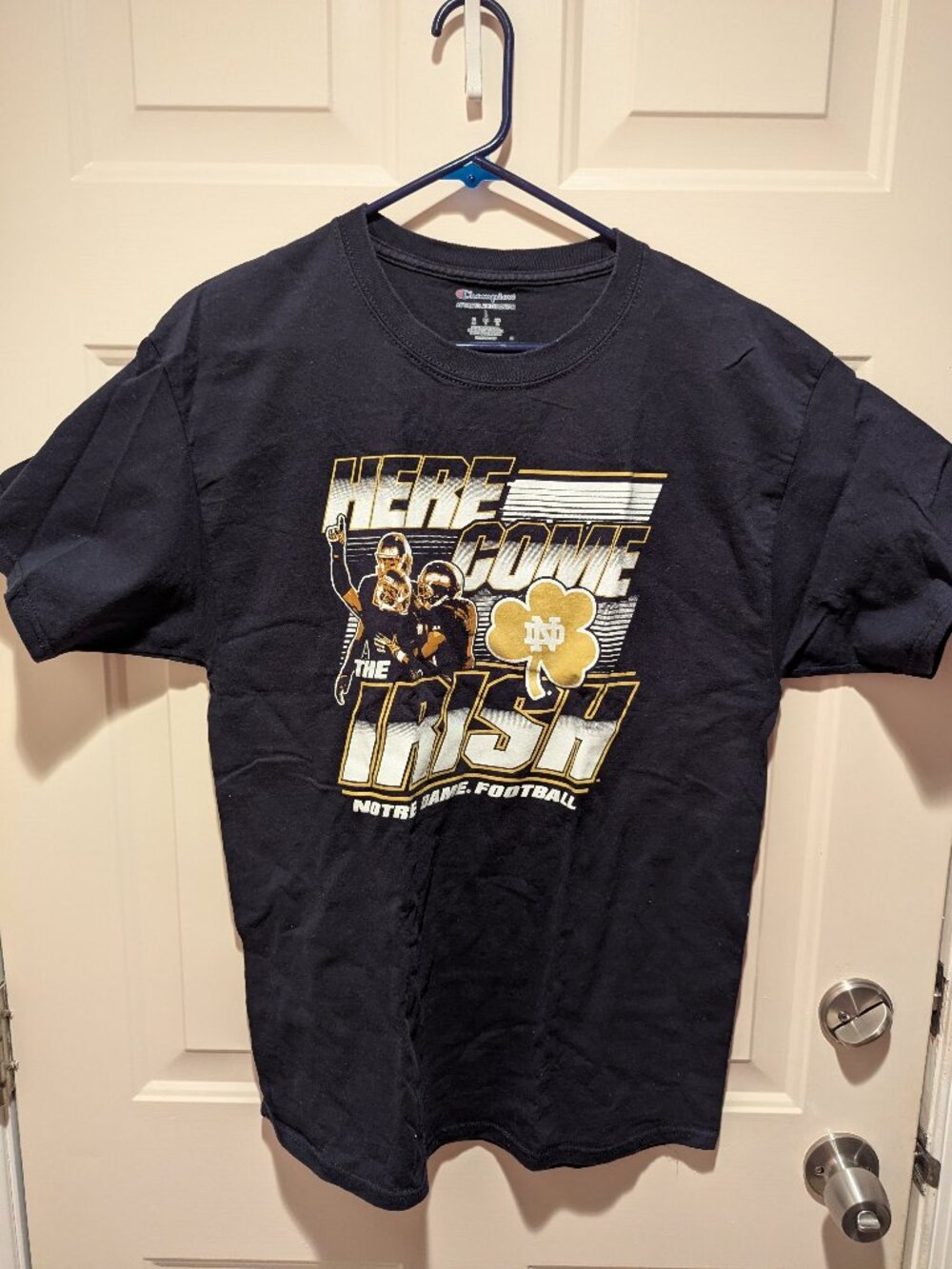 Champion Notre Dame Here Come the Irish T Shirt, Size Large